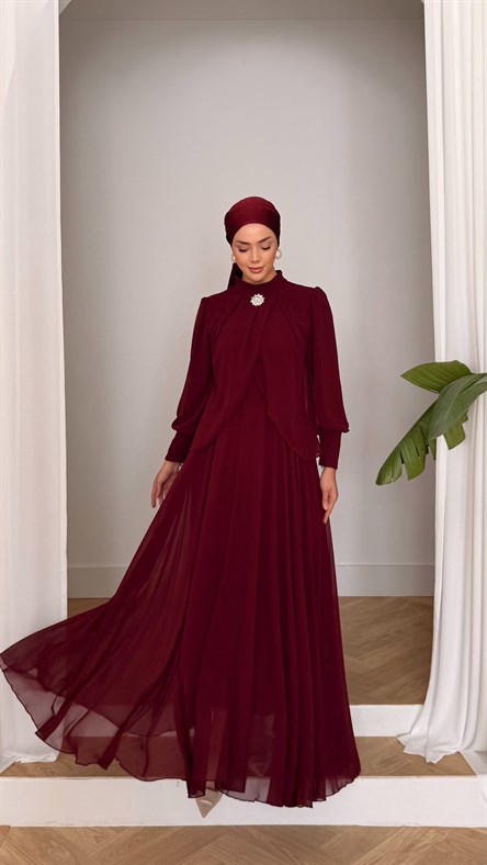 4948 T Bayan Elbise-Bordo