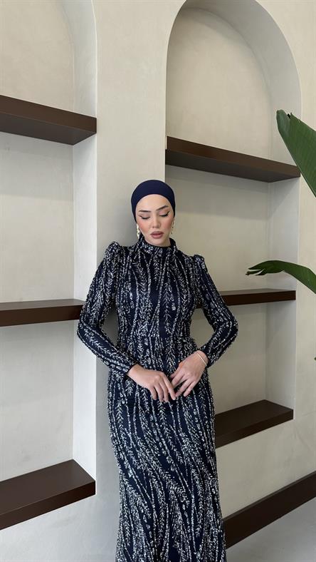 5031 H Kuğu Abiye-Lacivert