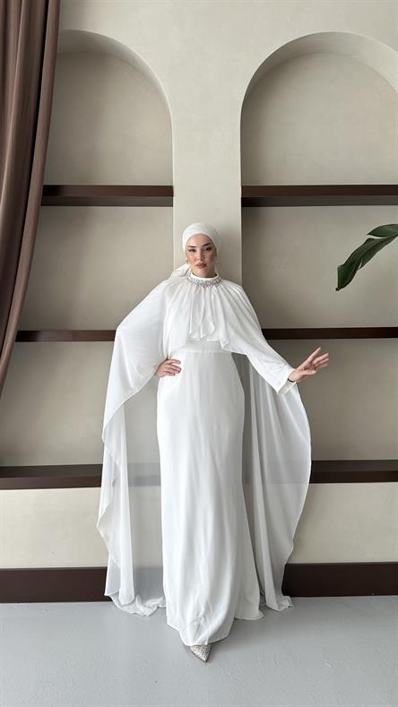 5080 Periline Abiye-Beyaz
