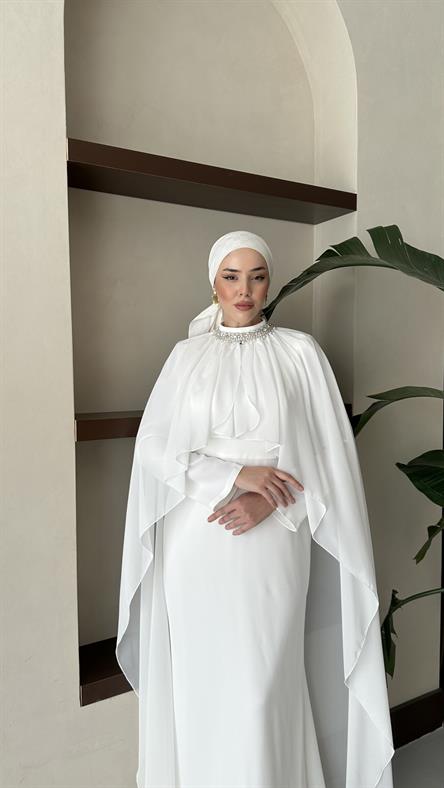5080 Periline Abiye-Beyaz