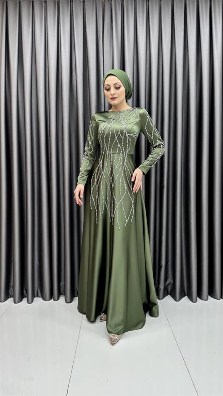 5090 F Abiye Elbise-Haki