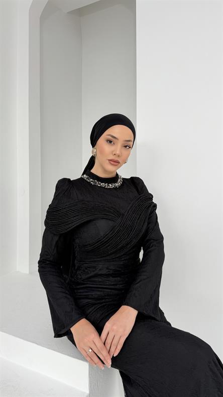 5156 Haaland Abiye-Siyah