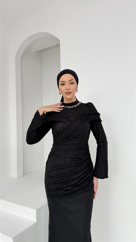 5156 Haaland Abiye-Siyah