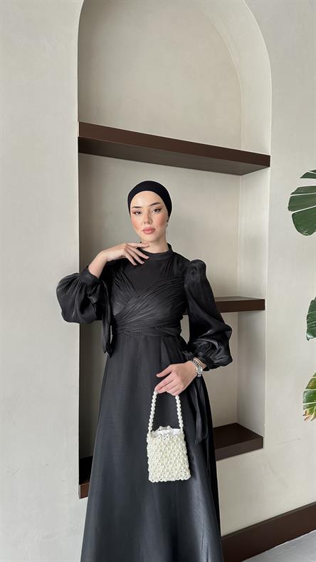 5222 D Kelebek  Abiye-Siyah