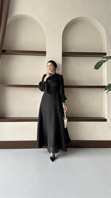 5222 D Kelebek  Abiye-Siyah