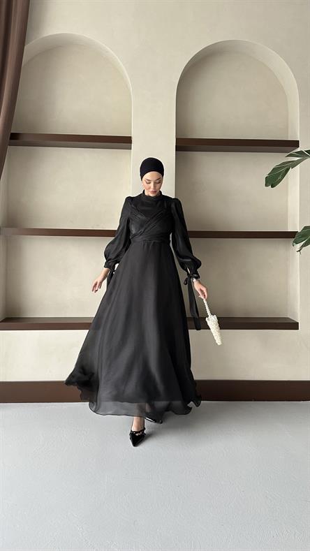 5222 D Kelebek  Abiye-Siyah