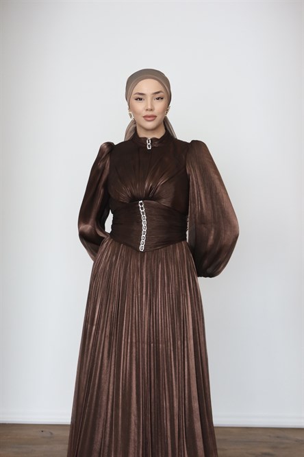 5226 H Tuğba Abiye-Kahve Rengi