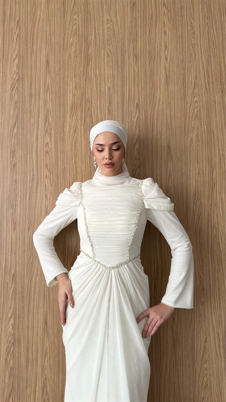 5232 H Elegance Abiye-Bej