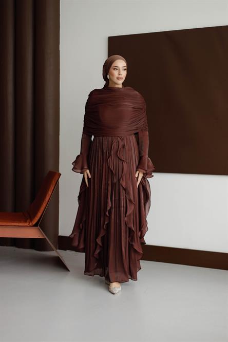 5398 D Elegance Abiye-Kahve Rengi