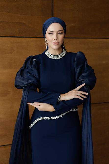 5423 D Abiye Elbise-Lacivert