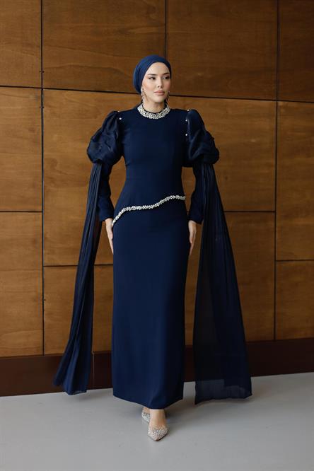5423 D Abiye Elbise-Lacivert