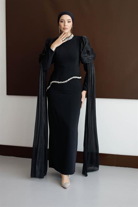 5423 D Abiye Elbise-Siyah