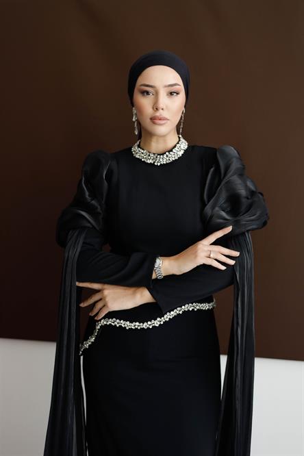 5423 D Abiye Elbise-Siyah