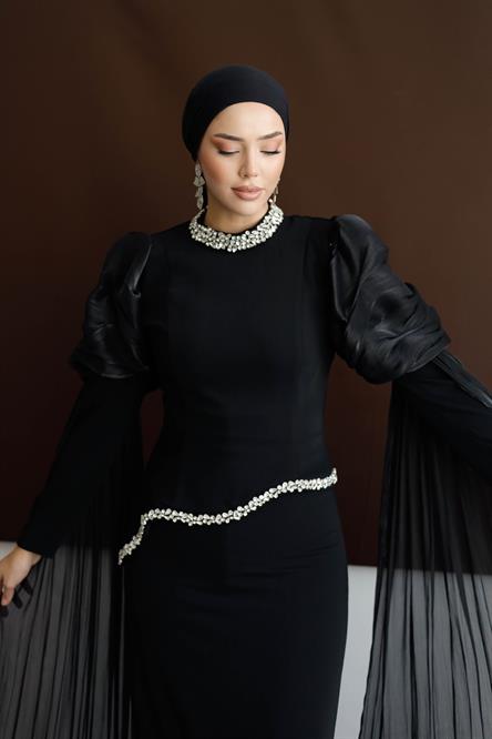5423 D Abiye Elbise-Siyah