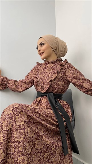 5449 H Desenli elbise