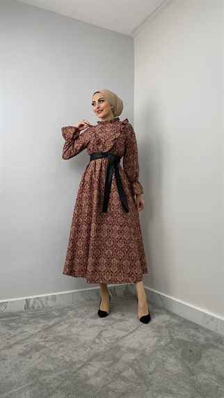 5449 H Desenli elbise