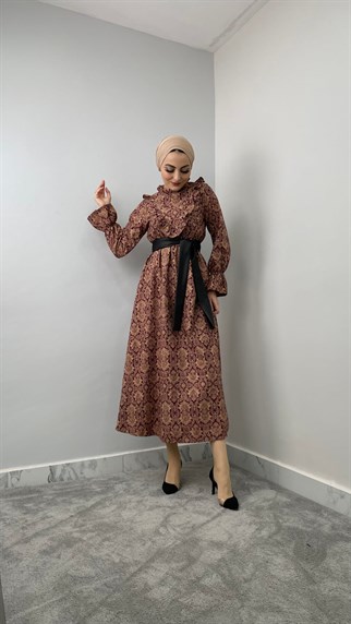 5449 H Desenli elbise