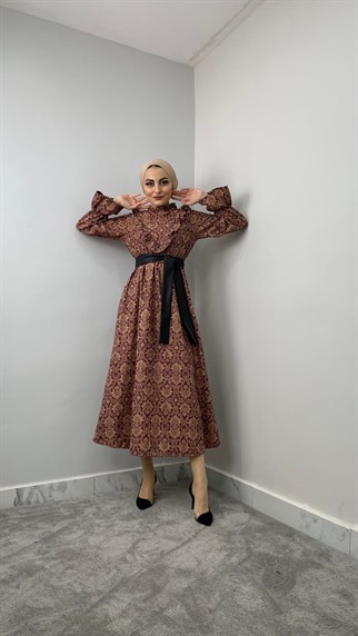 5449 H Desenli elbise