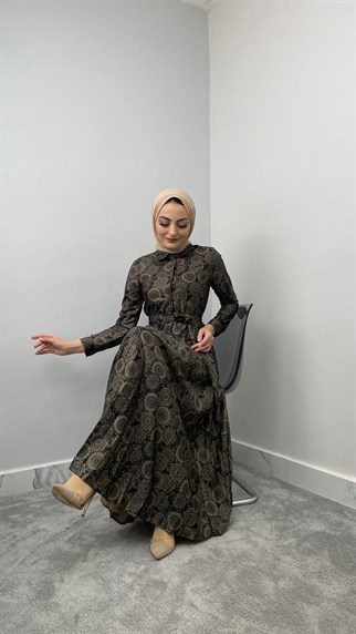 5464 H Desenli Elbise