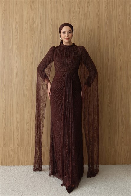 5502 H Flayn Abiye-Kahve Rengi