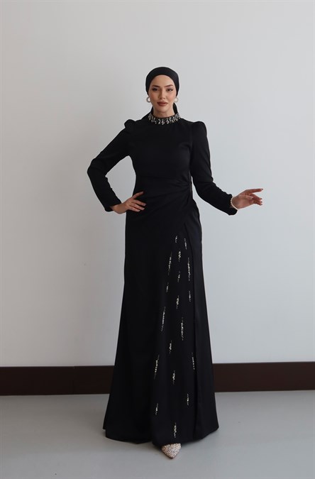 5508 H İnci Abiye-Siyah