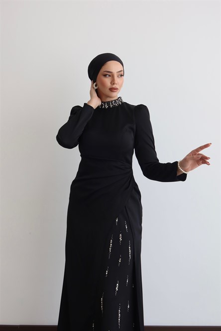 5508 H İnci Abiye-Siyah