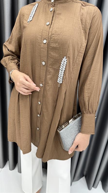 5599 B Bayan Tunik-Kahve Rengi