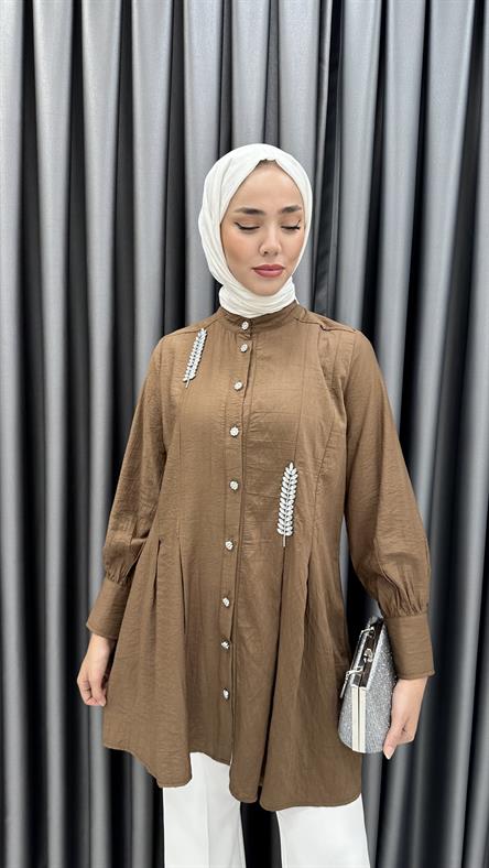 5599 B Bayan Tunik-Kahve Rengi