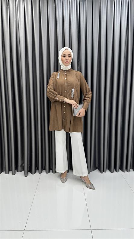 5599 B Bayan Tunik-Kahve Rengi
