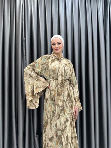 6540 A Volanlı Elbise-Yeşil