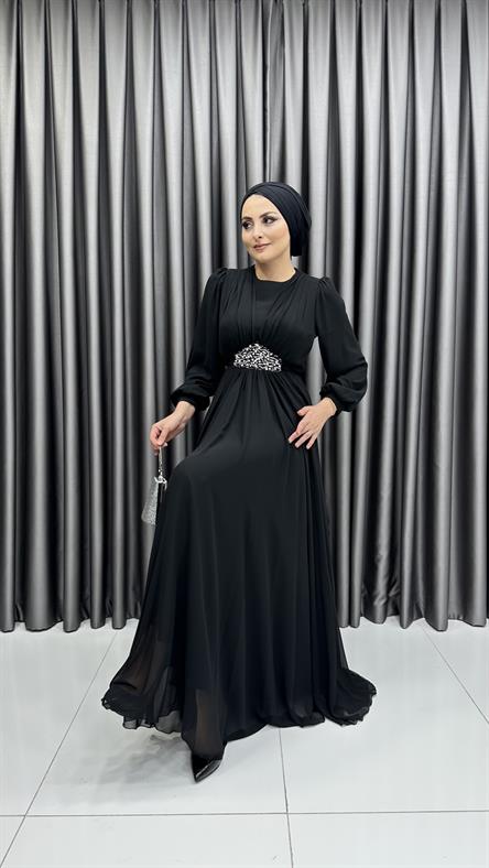675 G Abiye Elbise-Siyah