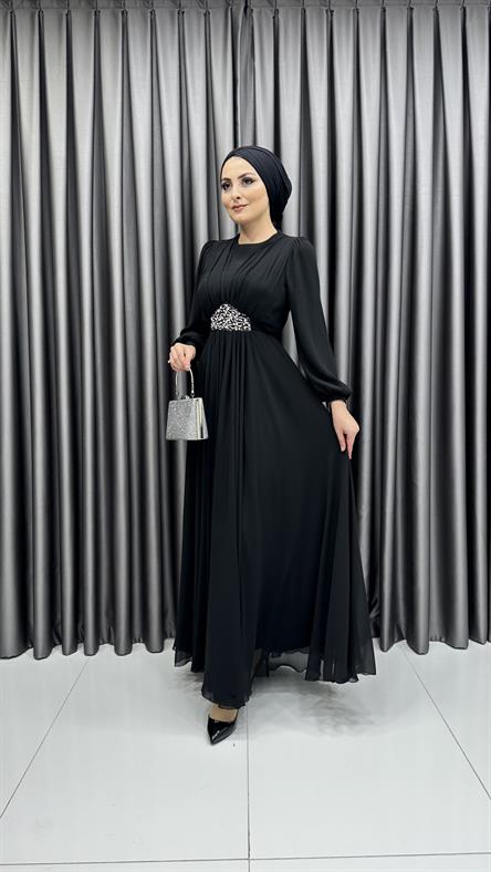 675 G Abiye Elbise-Siyah