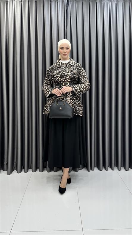 7039 W Leopar Tunik-Bej