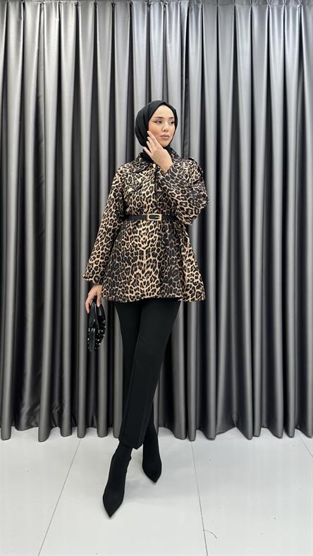 7039 W Leopar Tunik-Vizon