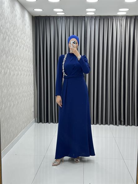 752 G  Bayan Elbise-Saks Mavi