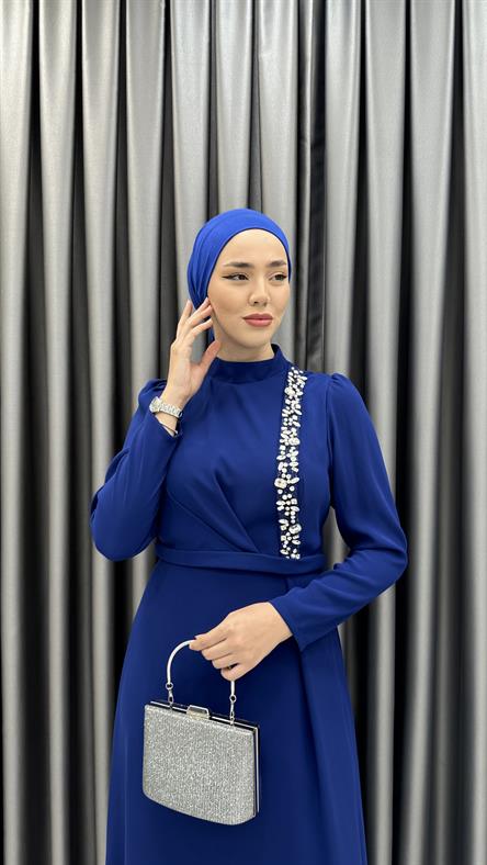 752 G  Bayan Elbise-Saks Mavi