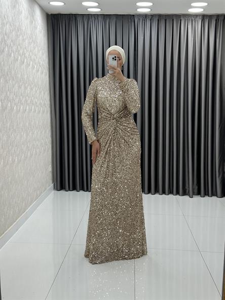 764 G Abiye Elbise-Gold Rengi