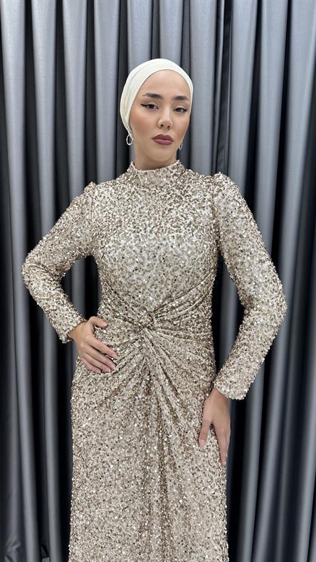 764 G Abiye Elbise-Gold Rengi