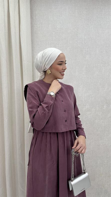 8349 H Bayan Elbise-Gül Rengi