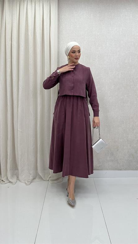 8349 H Bayan Elbise-Gül Rengi