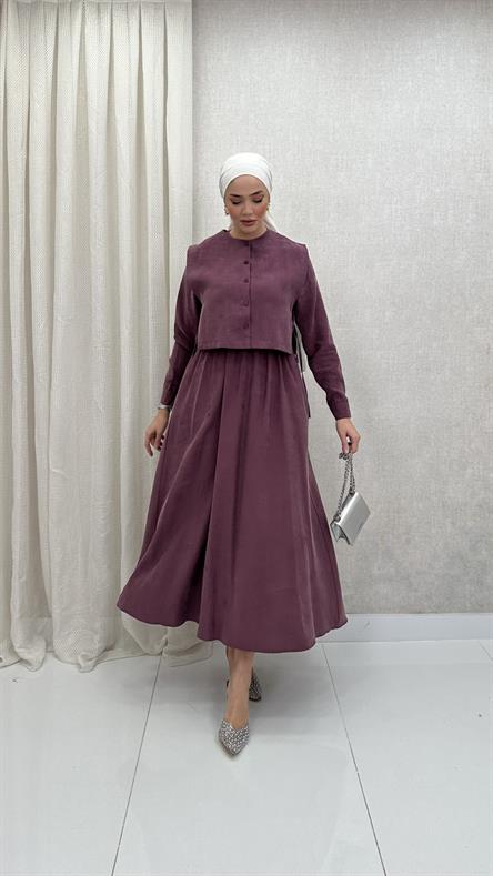 8349 H Bayan Elbise-Gül Rengi