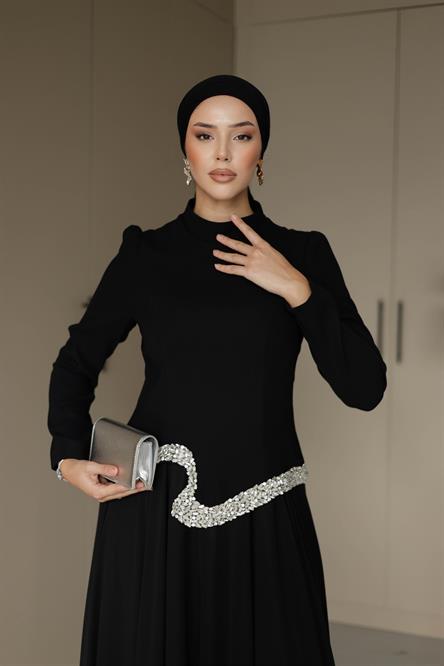 838 G Abiye Elbise-Siyah