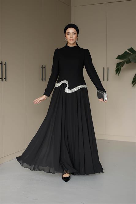 838 G Abiye Elbise-Siyah