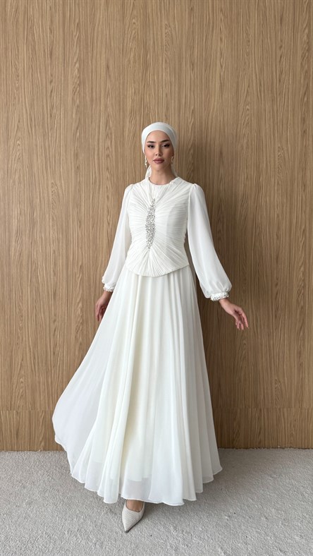 845 F Yaprak Abiye-Ekru