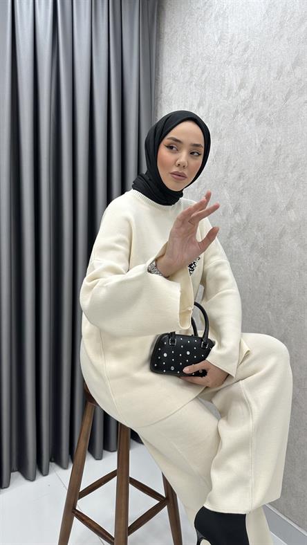 9001 W Triko Takım-Ekru