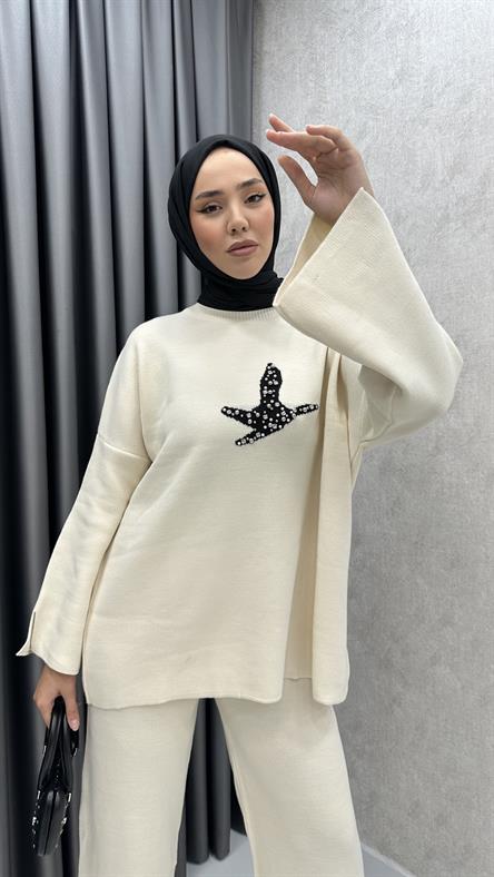 9001 W Triko Takım-Ekru