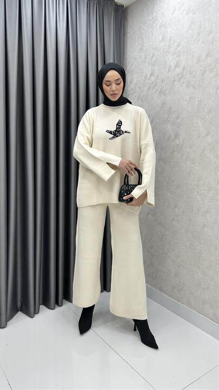 9001 W Triko Takım-Ekru