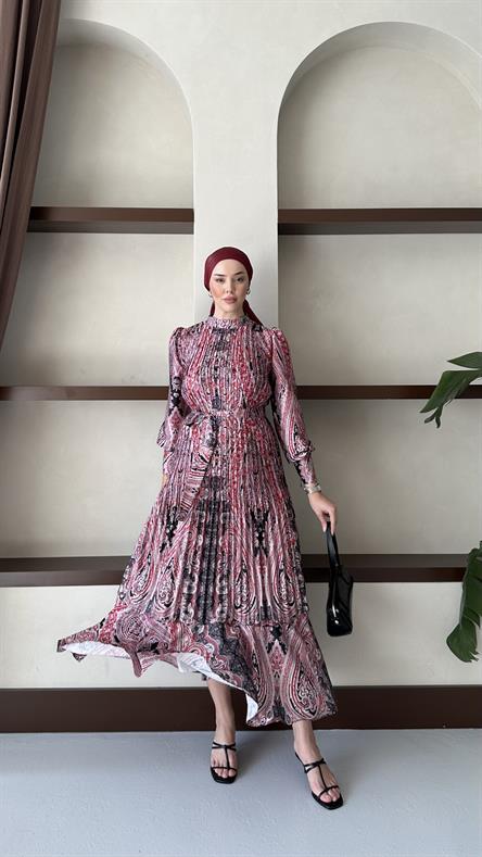 91086 B Bayan Elbise-Bordo