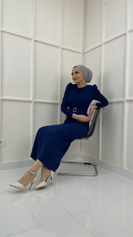 9463 Y Bayan Elbise-Koyu Mavi
