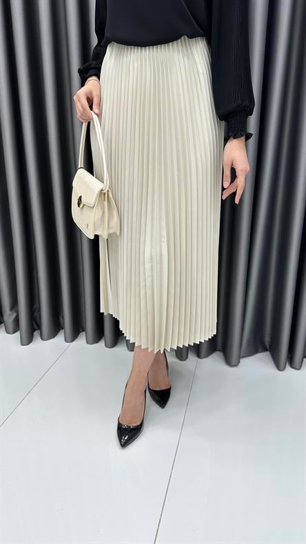 9787 Y - Piliseli Saten Bayan Etek-Taş